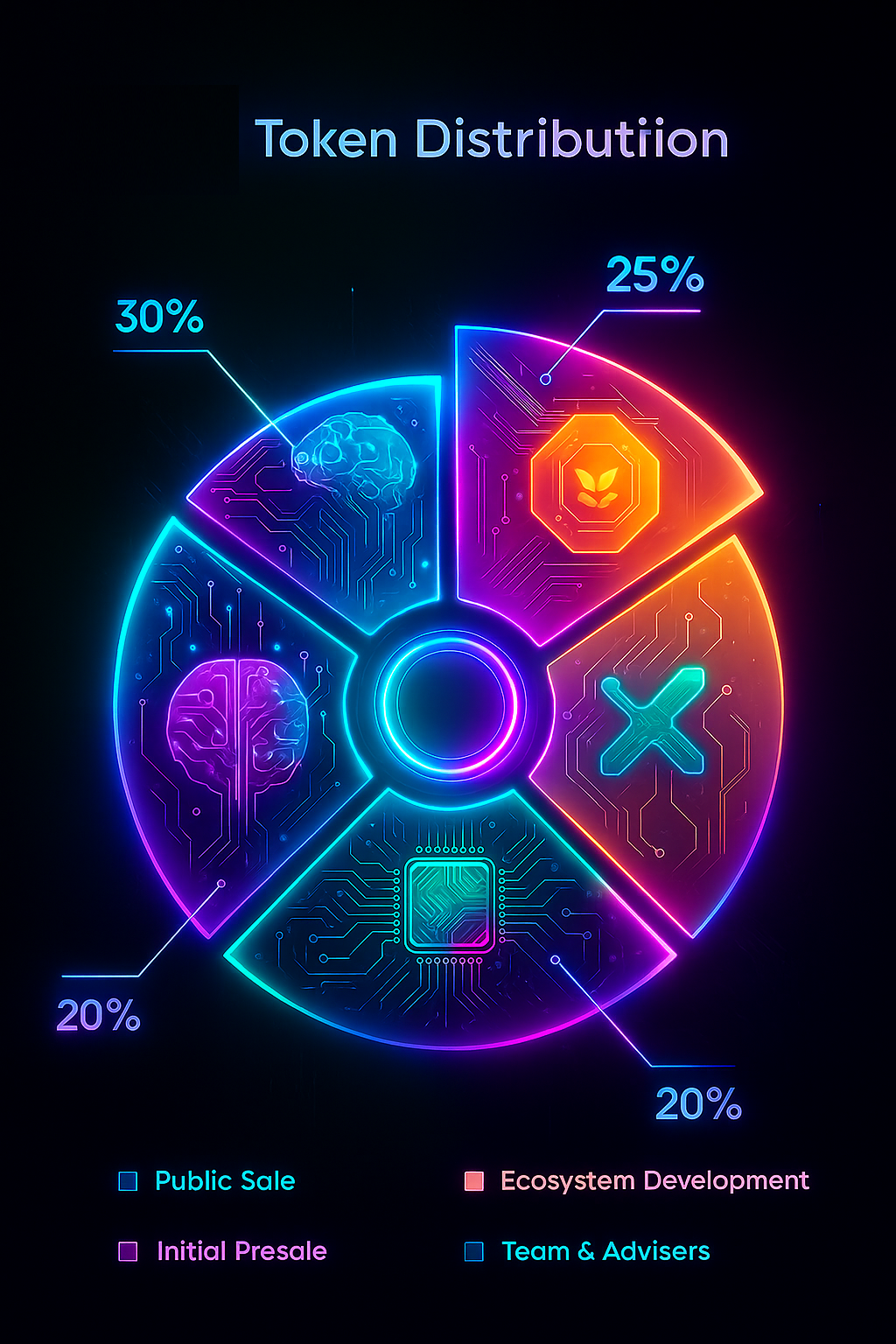 Pie chart of GROK72K token distribution